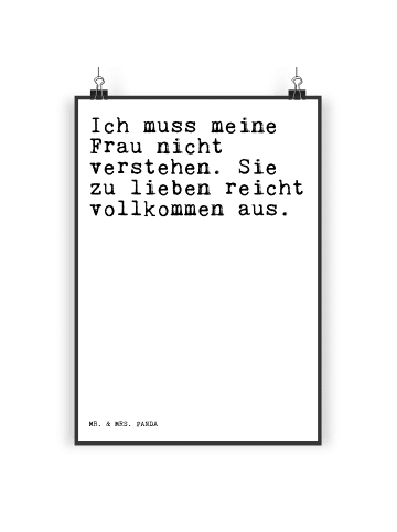 Mr. & Mrs. Panda Poster Ich muss meine Frau... mit Spruch in Weiß