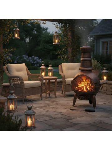 relaxdays Terrassenofen in Bronze - (B)46x (H)86 x (T)38 cm