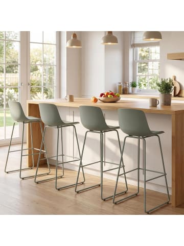 COSTWAY 4er Set Barhocker in Grün