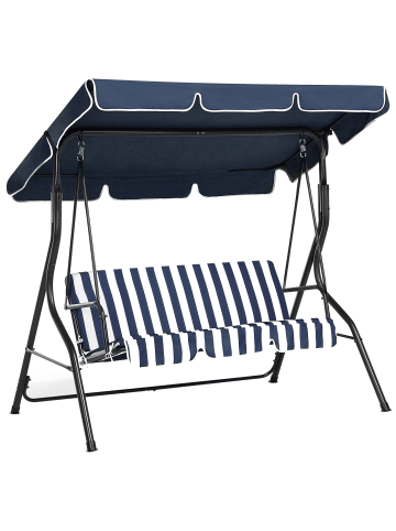 Beliani Gartenschaukel CHAPLIN in Blau/Weiß - (W) 174 x (H) 147 x (L) 118 cm