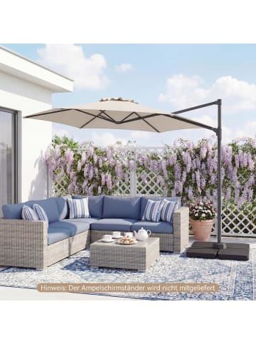 COSTWAY Sonnenschirm 300 x 300 cm mit Kurbel in Beige