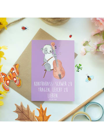 Mr. & Mrs. Panda Beileidskarte Kontrabass Liebe mit Spruch in Lavendeltraum