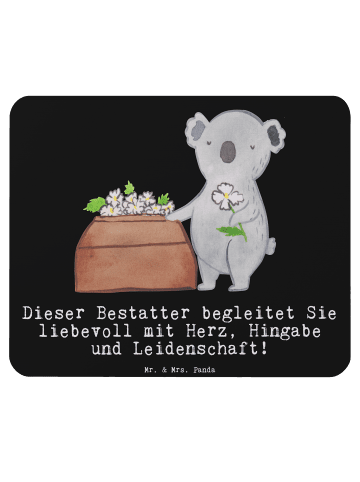 Mr. & Mrs. Panda Mauspad Bestatter Herz mit Spruch in Schwarz