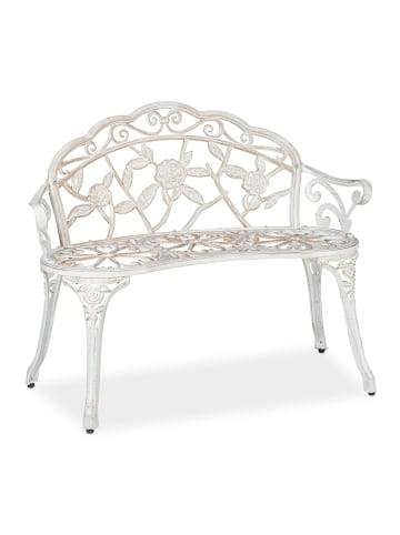 relaxdays Gartenbank in Weiß/ Bronze - (B)98 x (H)78 x (T)57 cm