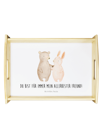 Mr. & Mrs. Panda Tablett Bär und Hase Umarmen mit Spruch in Weiß
