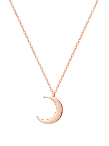 Hey Happiness Vergold. Kette Mond Anhänger Edelstahl in Rosegold - (L) 41-46 cm