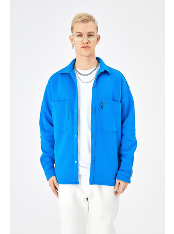 Megaman Hemdjacke Oversize Fit Übergangsjacke in Blau