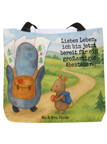 Mr. & Mrs. Panda Tasche Pinguin & Maus Wanderer Design mit Spruch in Weiß