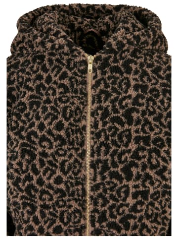 Urban Classics Urban Classics Damen Ladies Short Oversized AOP Sherpa Jacket in darktaupeleo