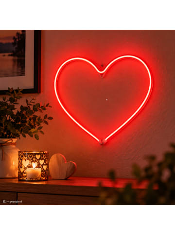 MARELIDA LED Herz Neon Schild Dekoleuchte Neonlicht Dekoobjekt rotes Herz 27cm
