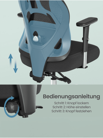 SONGMICS Bürostuhl Kime in Schwarz - (B)70 x (H)132 x (T)70 cm