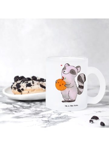 Mr. & Mrs. Panda Trinkglas Waschbär Kürbis ohne Spruch in Transparent