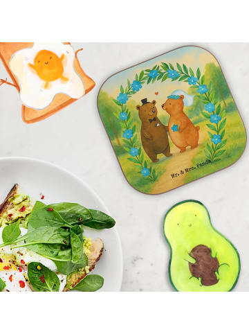 Mr. & Mrs. Panda Tischuntersetzer Bären Hochzeit Design ohne Spruch in Weiß