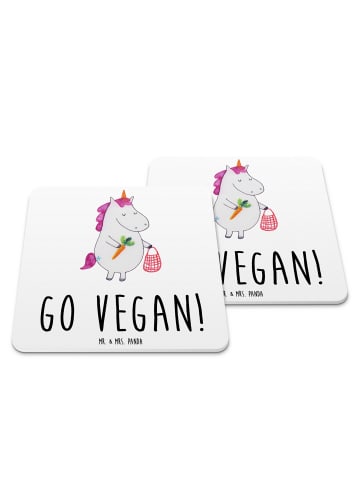 Mr. & Mrs. Panda Untersetzer Einhorn Vegan mit Spruch in Weiß