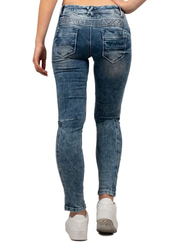 Cipo & Baxx Damen Slim Fit Hose Stonewashed in Blue