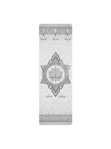 WALLART Garderobe - Mandala Lotus Betonoptik in Grau