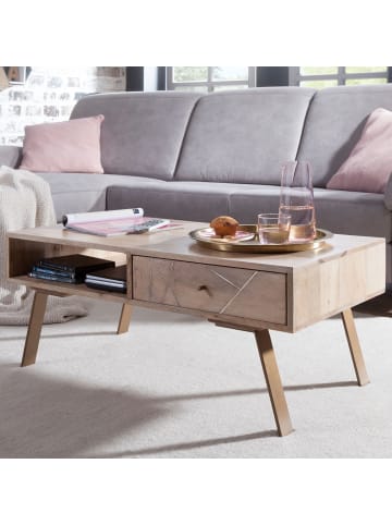 KADIMA DESIGN Couchtisch SIKAR 95x42x50cm Massivholz / Metall Sofatisch,