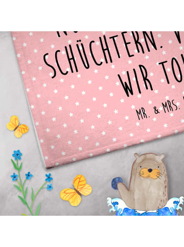 Mr. & Mrs. Panda Gästehandtuch Einhorn Party mit Spruch in Rot Pastell