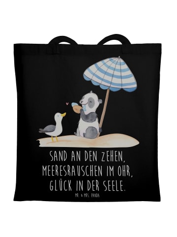 Mr. & Mrs. Panda Stoffbeutel Sommer Meer Glück mit Spruch in Schwarz
