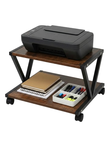 relaxdays Druckerständer in Braun/ Schwarz - (B)44 x (H)28 x (T)28 cm
