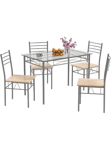 COSTWAY 5 tlg. Set Esstisch in Beige