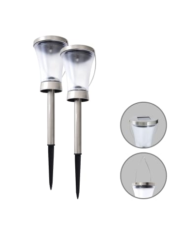 näve LED Solarleuchte "VERONICA" in stahl-blank - (L)9 cm x (B)9 cm x (H)39.5 cm