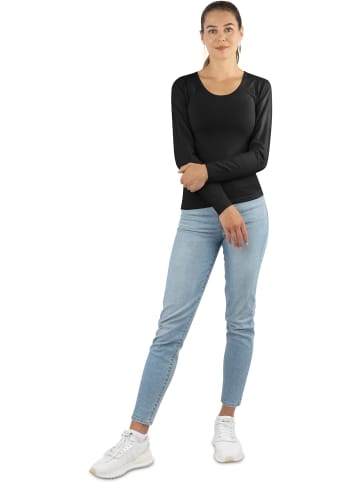 Janice 2 x Damen Langarmshirt Nimes in Schwarz