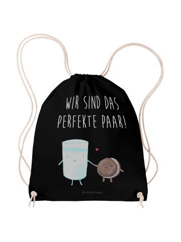 Mr. & Mrs. Panda Rucksackbeutel Milch Keks mit Spruch in Schwarz