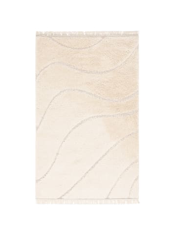 Pergamon In & Outdoor Teppich Shaggy Sylt Wellen in Creme