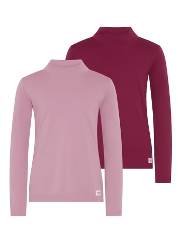 H.I.S. Langarmshirt in rosa + bordeaux