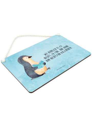 Mr. & Mrs. Panda Schild mit Spruch Pinguin Buch mit Spruch in Eisblau