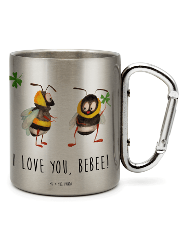 Mr. & Mrs. Panda Thermobecher Bienen Paar mit Spruch in Silber