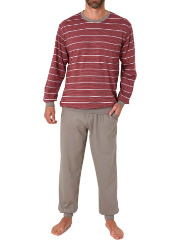 NORMANN Pyjama langarm Bündchen Streifen - 75297 in rot