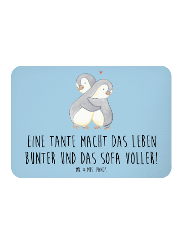 Mr. & Mrs. Panda Magnet Bunte Tante mit Spruch in Blau Pastell