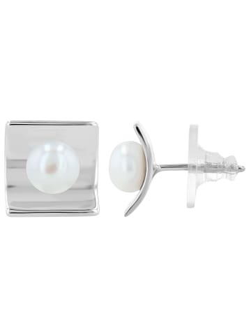 Adeliás Damen Ohrringe – Ohrstecker aus 925 Silber mit Süßwasserperle in silber
