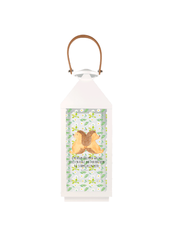 Mr. & Mrs. Panda Windlicht Igel händchenhaltend mit Spruch in Transparent