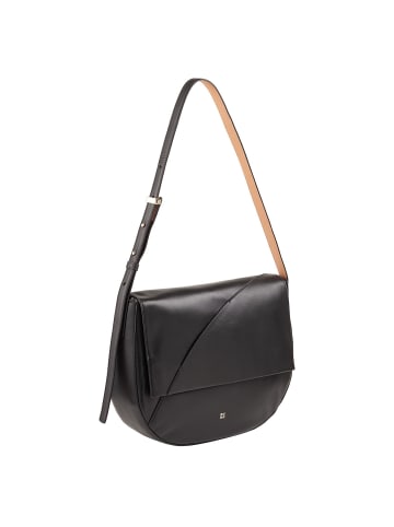 DuDu Formentera Schultertasche Leder 34 cm black rose