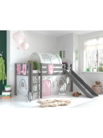 58 aufm Kessel KINDERBETT mit Rutsche Karolina Massivholz Grau Textilset Burg 4