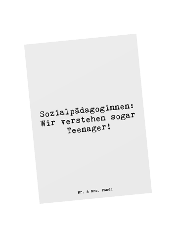 Mr. & Mrs. Panda Postkarte Spruch Sozialpädagogin Herz mit Spruch in Weiß