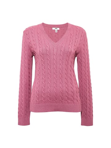 Mavi Jeans V-Ausschnitt Pullover mit Zopfmuster, L/S Knit Detail. in Rosa