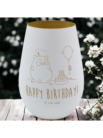 Mr. & Mrs. Panda Teelichtgefäß Panda Geburtstag mit Spruch in Weiß
