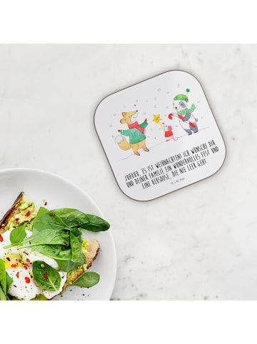 Mr. & Mrs. Panda gläseruntersetzer Winter Weihnachtsfreude mit S... in Weiß