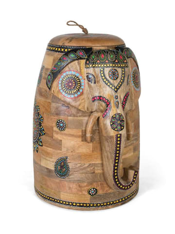 Giner y Colomer Handbemalte Elefantenfigur aus Mangoholz in Multicolored
