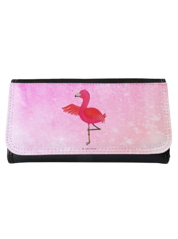 Mr. & Mrs. Panda Damen Geldbörse Flamingo Yoga ohne Spruch in Aquarell Pink