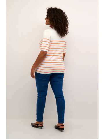 KAFFE curve Strickpullover KCmalia in Chalk / Melon stripe