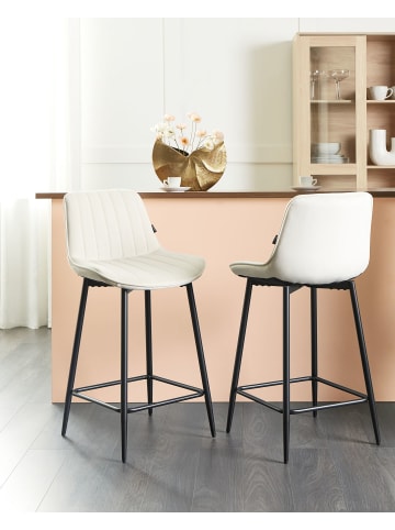 Beliani 2-tlg Barhocker DUBROVNIK in Beige/Schwarz