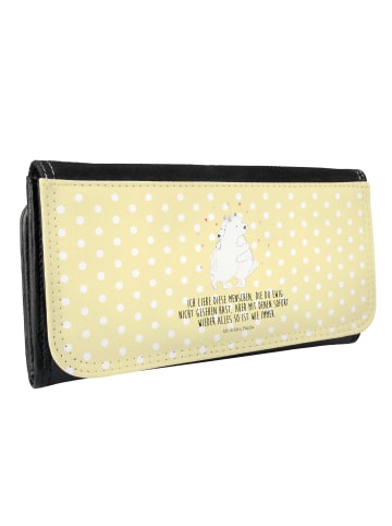 Mr. & Mrs. Panda Frauen Brieftasche Eisbär Umarmen mit Spruch in Gelb Pastell