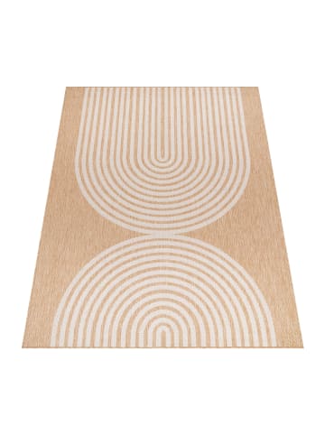 KADIMA DESIGN Teppich Kurzflor Bogenmuster Wohnzimmer schmutzabweisend in Beige