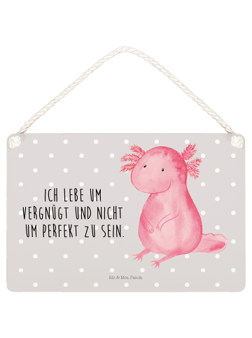 Mr. & Mrs. Panda Deko Schild Axolotl Niedlich mit Spruch in Grau Pastell