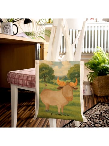 Mr. & Mrs. Panda Tote Bag Sternzeichen Stier Design ohne Spruch in Weiß